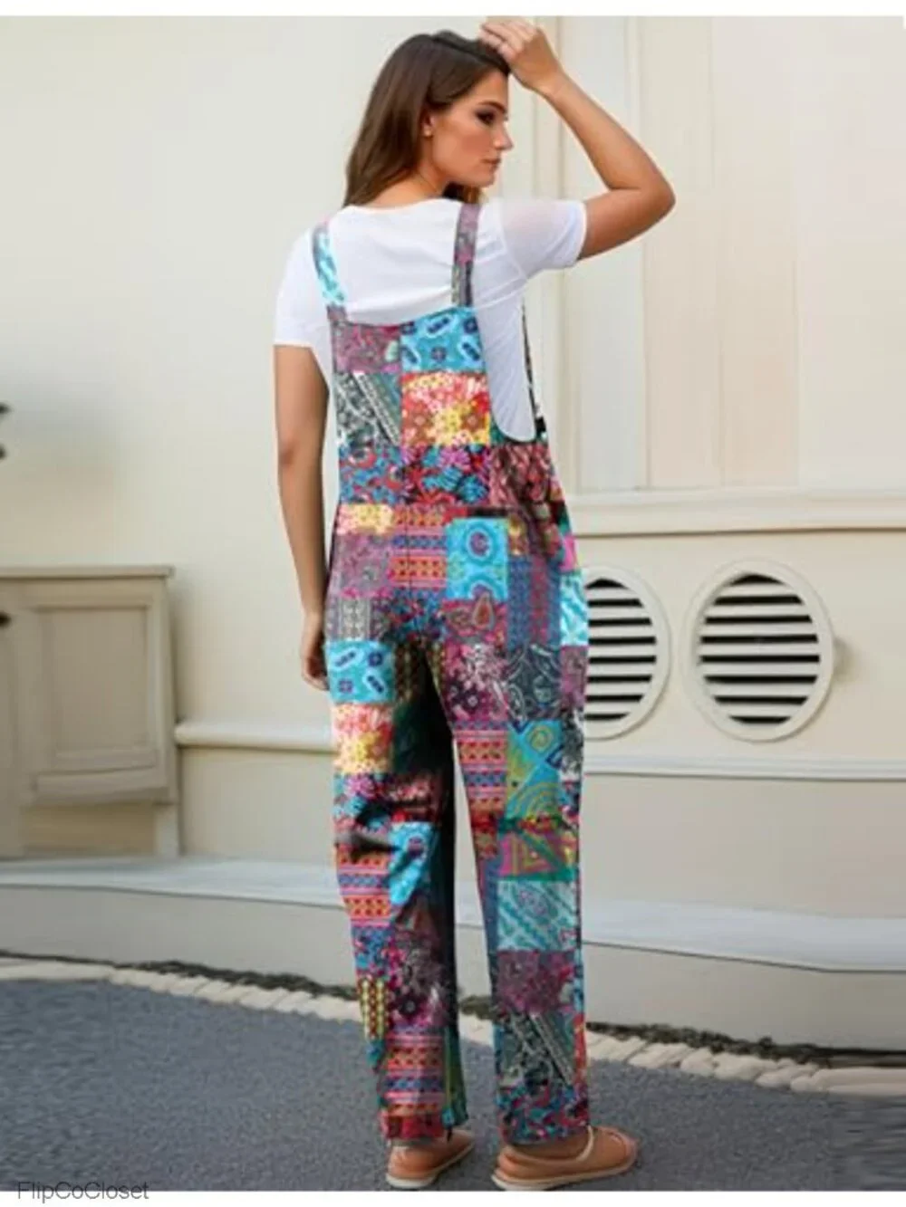 Women's Cotton Loose Fit Bib Overalls Jumpsuit Romper